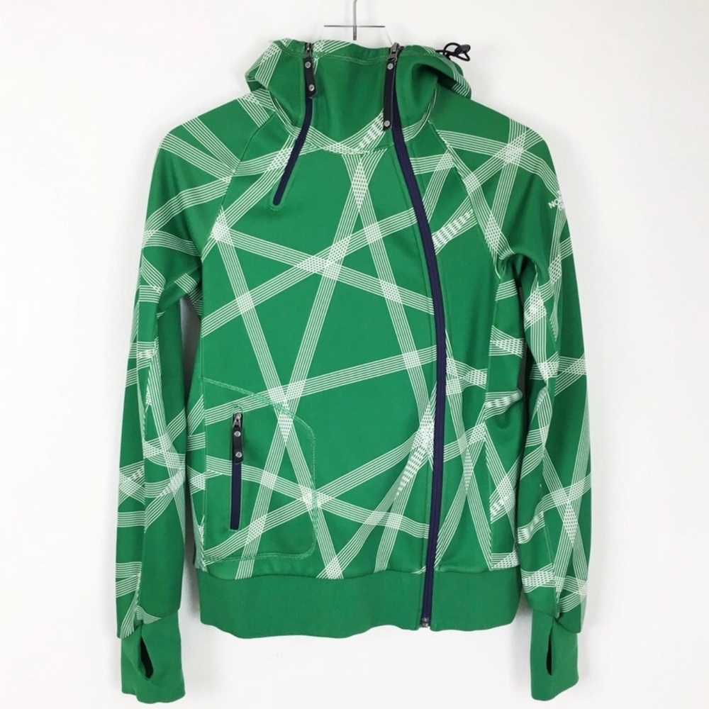 The North Face Green Plaid TNF Hooded Jacket LG